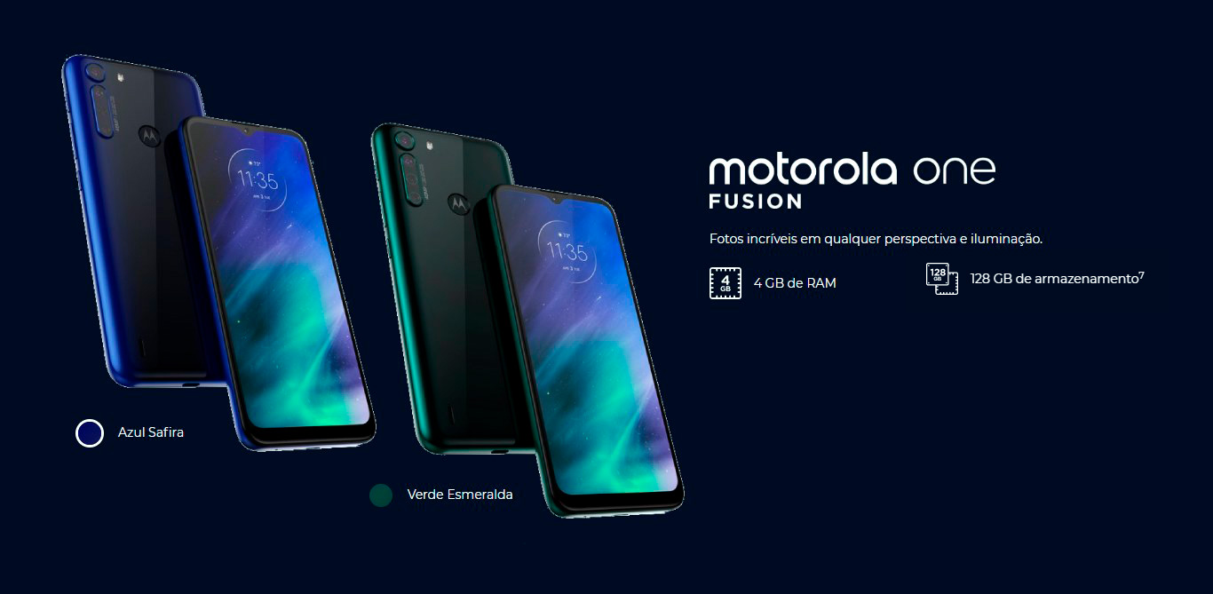 Smartphone Motorola One Fusion 64GB Dual Chip Câmera 48MP + 8 MP + 5 MP + 2 MP Tela 6,5